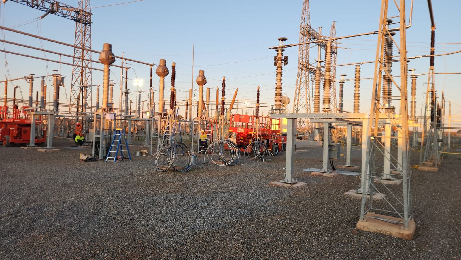 Substation works at dusk